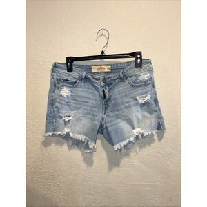 Hollister Women's Blue Denim Boyfriend Short Ultra Low Rise Shorts Size 7 W28